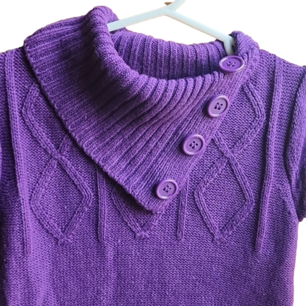 Pink ANGEL Purple Asymmetrical Collar Sweater Dress - Picture 2 of 5